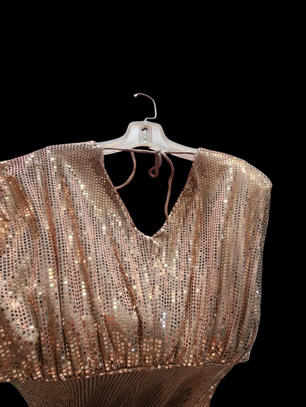 Alexa B Nites Sequin Wrap-Front Maxi Dress in Rose Gold Size 6 - Picture 3 of 6